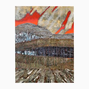 Andrzej Borowski, Geology with Red Sky, 2023, Acrylic on Canvas