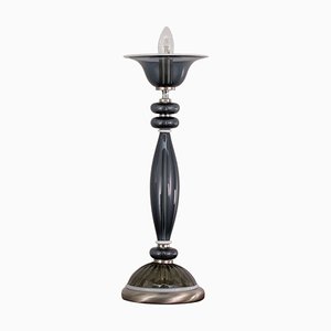 Lámpara de mesa vintage de cristal de Murano azul y gris