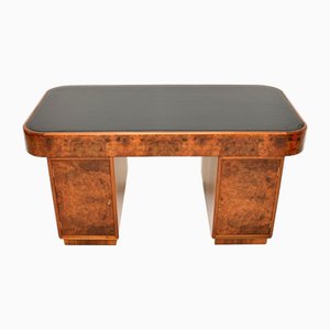 Art Deco Burr Walnut & Leather Top Partners Desk, 1920s