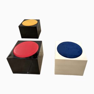 Tabourets Cubes Il Kubile de Mim Roma, Italie, 1970s, Set de 3