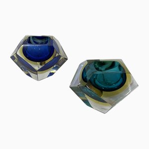 Mid-Century Italian Colorful Murano Glass Ashtrays, 1960s, Set of 2
