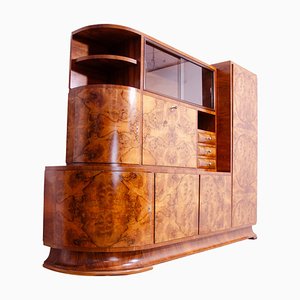 Art Deco Walnut Sideboard or Bookcase, Former Czechoslovakia, 1930s