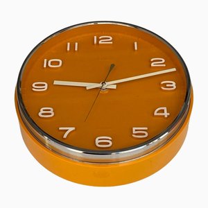 Reloj de pared Metamec Mid-Century en naranja, años 60