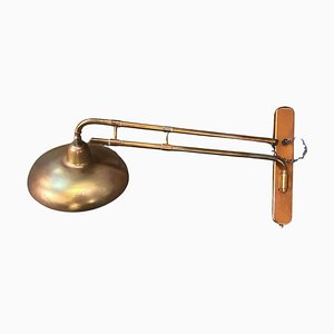 Italian Industrial Copper & Iron Extendable Wall Lamp, 1950s