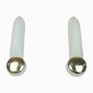 Long Narrow Sconces White Glass Satin Glass and Brass from Honsel, 1990s, Set of 2