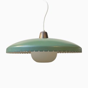 Lámpara de techo Mid-Century en verde de Bent Karlby para Lyfa, años 50