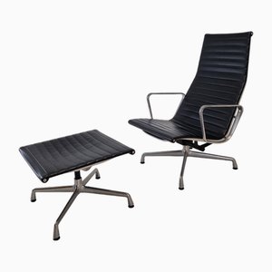 Set of Model Ea 124 + 125 Vitra Lounge Chair and Ottoman by Charles & Ray Eames, 1999