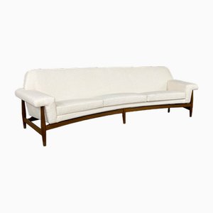 TV Sofa in Teak White Bouclette by Johannes Andersen for Trensum, 1958