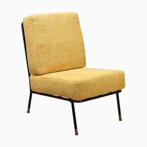Vintage Lounge Chair in Fabric, Metal and Brass, Italy, 1960s
