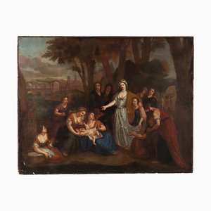 Artista de la escuela española, El descubrimiento de Moisés, óleo sobre lienzo