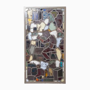 Stained Glass Panel with Man by Hubert Estourgie, 1950s