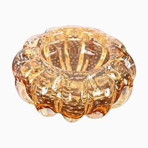 Amber Murano Bullicante Glass Ashtray from Barrovier, Italy, 1960s