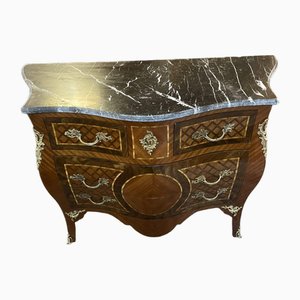 Commode Bombe en Marqueterie et Plateau en Marbre