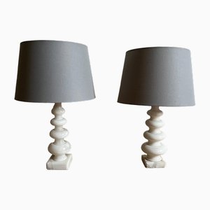 Mid-Century Spanish Alabaster Table Lamps, Set of 2