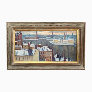 Södermalm, pintura al óleo, enmarcado