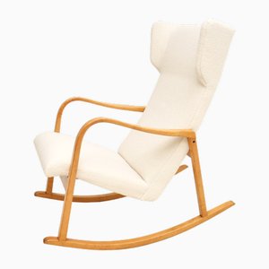 Vintage Swedish Rocking Chair in Satin Birch, 1960s