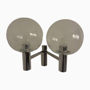Wandlampe aus Glas & Chrom von OTT International, 1960er