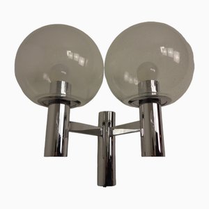 Lámpara de pared de vidrio cromado de OTT International, años 60