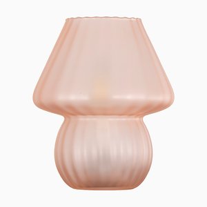 Rosa Mushroom Table Lamp in Satin Murano Glass with Striped Decoration, Italy