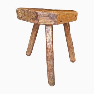 Tabouret Antique en Bois avec Trois Pieds