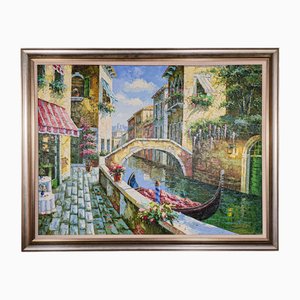 Passage to San Marco, 1990s, Oil on Canvas, Framed