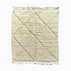 Moroccan Modern White Handwoven Berber Area Wool Rug