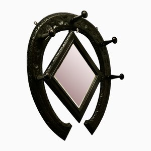 Gothic Horseshoe Coat and Tack Rack with Mirror