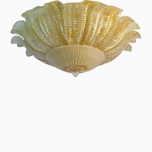 Flower Ceiling Lamp Murano Art Glass in Golden Powder from Barovier, 1990s