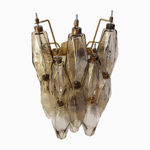 Vintage Italian Murano Poliedri Smoked Glass Wall Sconces, 1990s, Set of 2