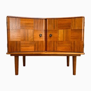 English Wooden Cabinet with Diamond Pattern and Brass Knob, 1960s