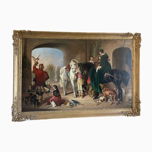 After Sir Edwin Henry Landseer, Return from Hawking, 1860, huile sur toile, encadrée