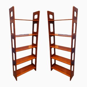 Mid-Century Cherry Veneered Wood Shelves