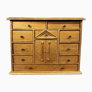 Antique Jeweler Chest of Drawers in Gilt Golden Wood