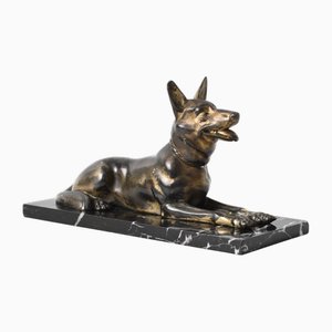 Figura de perro pastor Spelter Art Déco, años 30