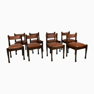 Model Chairs 620 in Silvio Coppola Leather by Silvio Coppola for Bernini, 1960s, Set of 8