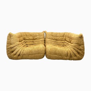 Divano modulare a due angoli vintage giallo di Ligne Roset Togo, set di 2