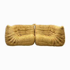 Gelbes modulares Vintage Sofa mit zwei Ecken von Ligne Roset Togo, 2er Set