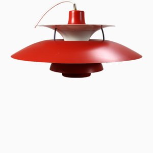 Lámpara colgante modelo Ph5 vintage en rojo de Poul Henningsen para Louis Poulsen, años 70