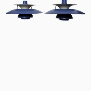 Lampada a sospensione PH5 vintage blu di Poul Henningsen per Louis Poulsen, anni '70