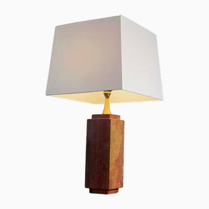 Postmoderne Tischlampe aus rosa Marmor von Philippe Barbier, Frankreich, 1970er