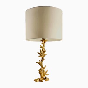 French Sculptural Golden Lamp by Georges Mathias for Fondica, 1980s