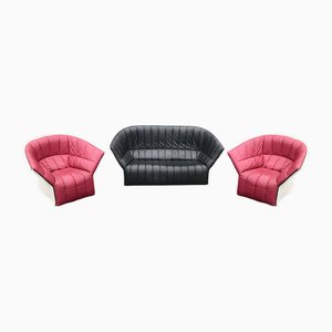 Set da salotto Moel in pelle di Inga Sempé per Ligne Roset, inizio XXI secolo, set di 3