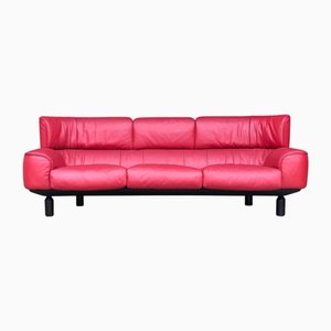 Bull 3-Sitzer Sofa aus rotem Leder von Gianfranco Frattini für Cassina, 1987