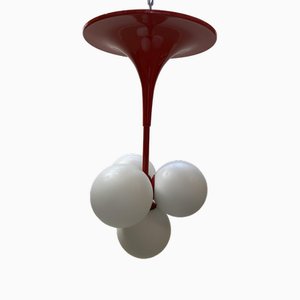 Space Age Ceiling Lamp with 4 Balls by Max Bill for Temde, Germany, 1960s