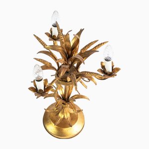 Goldene Palmen Stehlampe von Hans Kögl, 1950er