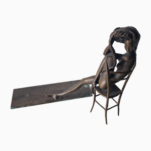 Sergio Capellini, Sitzende Frau, Bronzeskulptur, 1980er