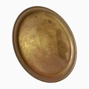 Vintage Round Snake Skin Embossed Brass Tray