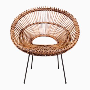 Italian Lounge Chair in Rattan