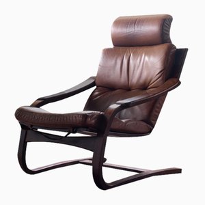 Fauteuil en Cuir par Åke Fribytter pour Nelo Möbel, 1970s