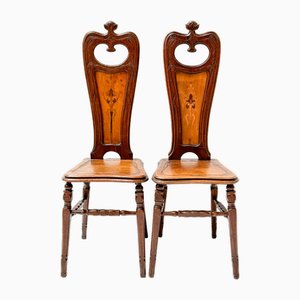 Art Nouveau Oak Side Chairs by Emile Gallé, 1890s, Set of 2